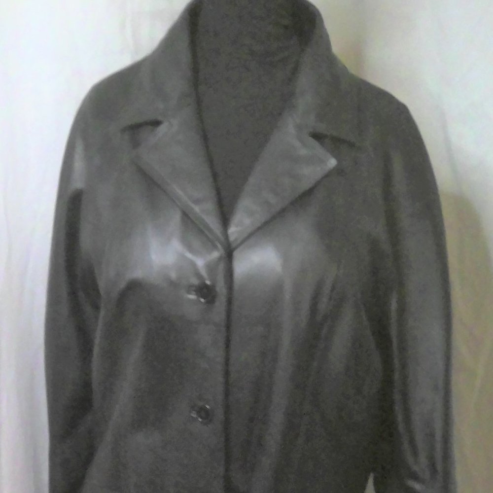 Centigrade Choc. Leather Trench Floral Lining 3X
